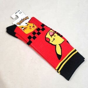 NWT Pokemon Smiling Pikachu Face Men's Athletic Crew Socks 1 Pair